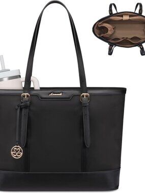 Work Tote Bag for Women 15.6 Inch Laptop Computer Bags with Cup Holder, Large Te